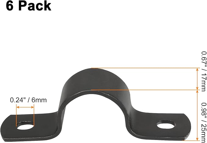 Jiozermi 25MM Black U-Tube Strap Clamp, Stainless Steel, Rigid Pipe Strap - Image 4