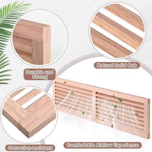 Weysat 1 Pcs 8 x 32 Inch Oak Hardwood Air Return Vent Cover Unfinished - Image 3