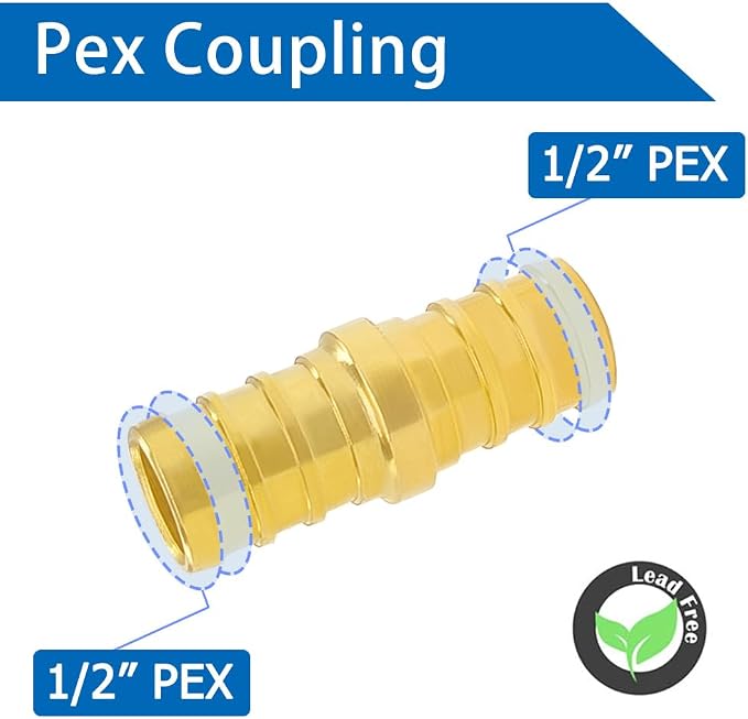 Hooshing 30PCS 1/2 Inch Straight Coupling PEX Fitting | Heavy Duty Brass Crimp - Image 3