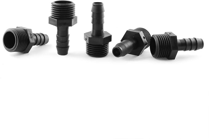 E-Outstanding 5PCS 3/8 inch to 1/2 inch NPT Male Black Plastic Hose Barb Pipe by E-outstanding