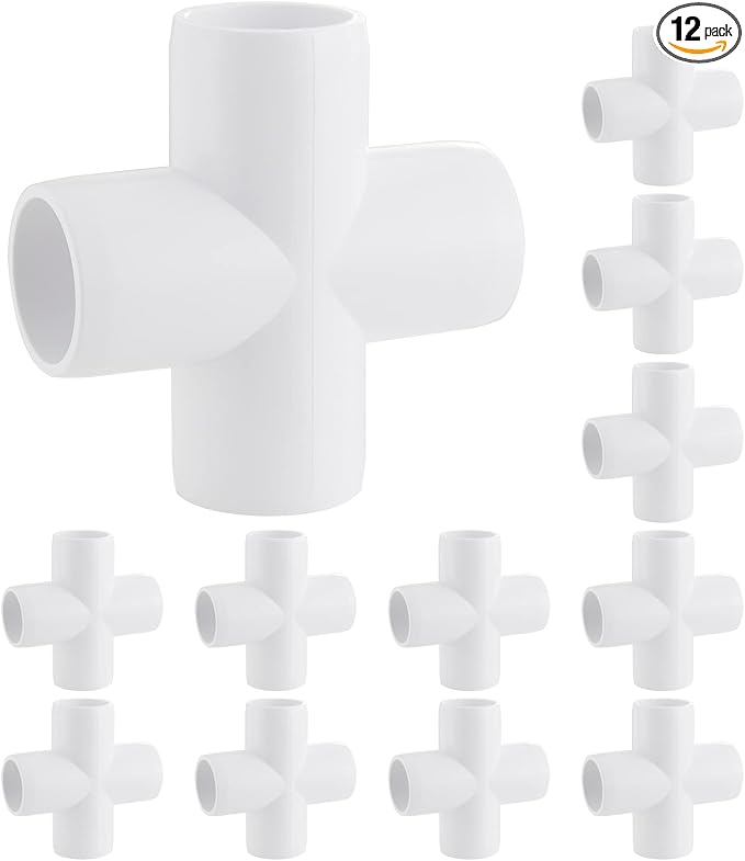 12 Pack 3/4 Inch 4 way Cross PVC Fittings Furniture Grade Elbow Fittings by carvedexquisitely