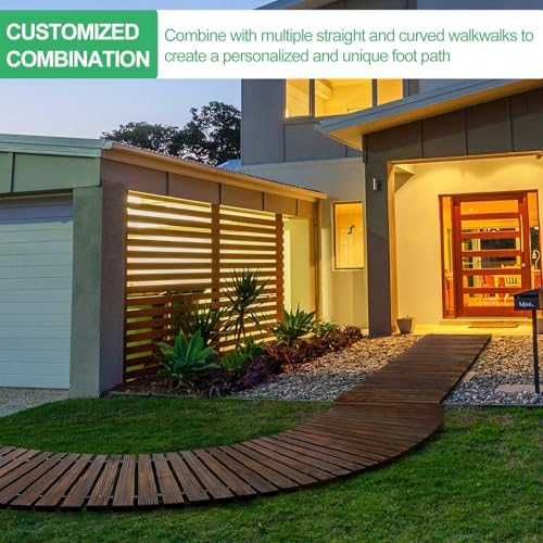 RELIANCER 8' Wooden Garden Pathway, Outdoor Roll Out Cedar Straight Walkway - Image 7