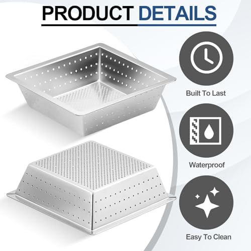 Tuanse 2 Pcs 10 x 10 x 3'' Stainless Steel Commercial Floor Drain Strainer - Image 3