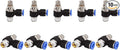 SNS 1/4"Tube OD x 1/4 NPT 90 Degree Elbow Air Flow Control Valve Push To by SNS