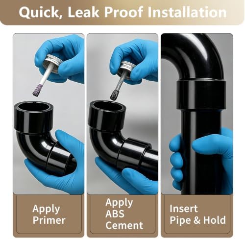 LESSO 3" ABS 90 Degree Sweep Elbow, DWV 3 inch ABS Pipe Fittings - Image 3