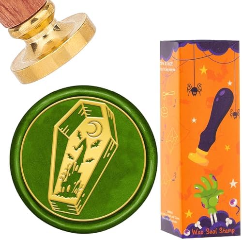 CRASPIRE Wax Seal Coffin Stamp Halloween Wax Seals 3cm Retro Vintage Holiday by CRASPIRE