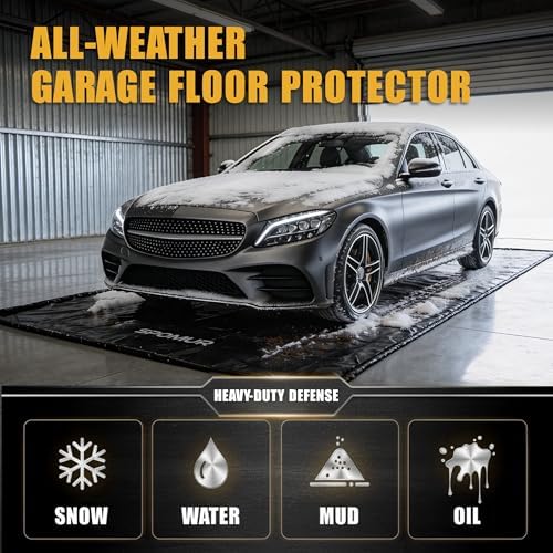 Garage Floor Mat 7'9"x18', 610GSM PVC Containment Mat Raised Edge - Image 2