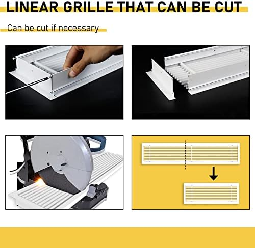 Linear Bar Air Grille 16" X 8", Aluminum Air Supply/Return Grilles, Easy Air - Image 6