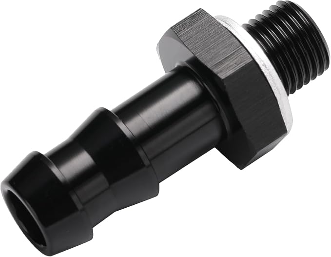 M10x1.0 Male Metric to 3/8 Barb Fuel Pump Outlet Adapter Fitting Aluminum Black - Image 5