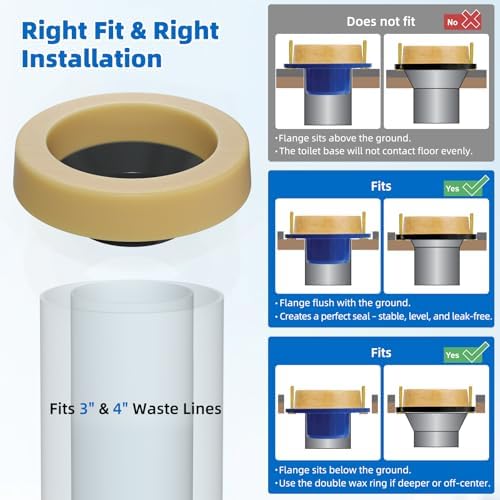 Hibbent 8 Pack Wax Rings for Toilet, Fits 3-inch and 4-inch Waste Line - Image 5