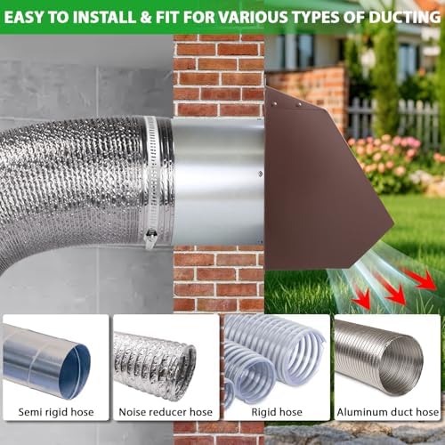 10 Inch Hooded Wall Vent with Screen and Damper, Outdoor Wall Exhaust Vent - Image 6