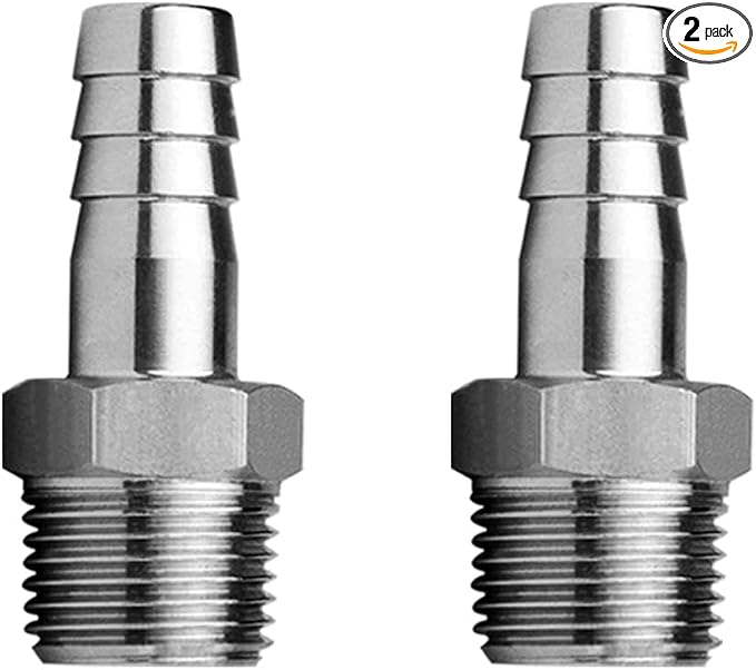 Stainless Steel Hose Barb Fitting 3/4" Hose Barb to 1" NPT Male Thread by Fitvell