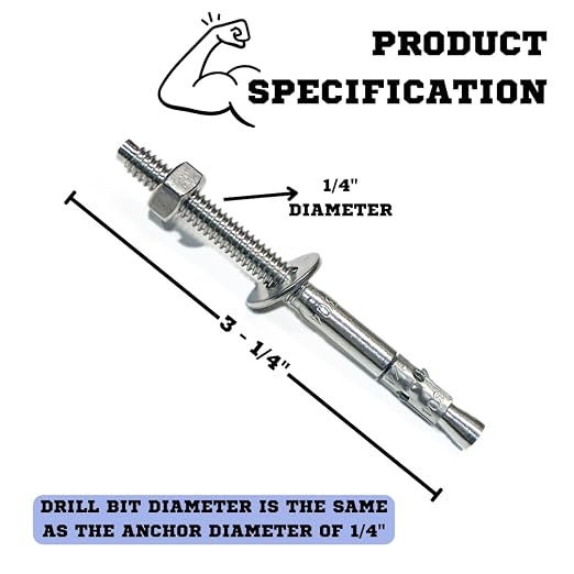 Mighty Fasteners Wedge Anchors – Heavy-Duty 304 Stainless Steel Expansion Bolts - Image 4