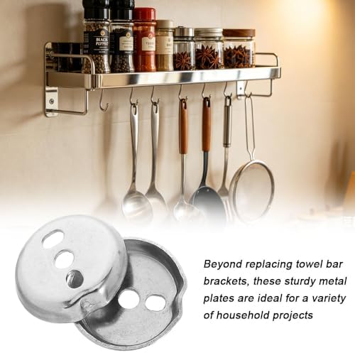 tooloflife 2 Pack 3‑Hole Mount Towel Rack Brackets Silver Universal Towel Bar - Image 5