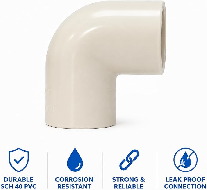 1/2 Inch SCH 40 PVC Fittings Kit, Slip x Slip Elbows, Couplings & Tees - Image 4