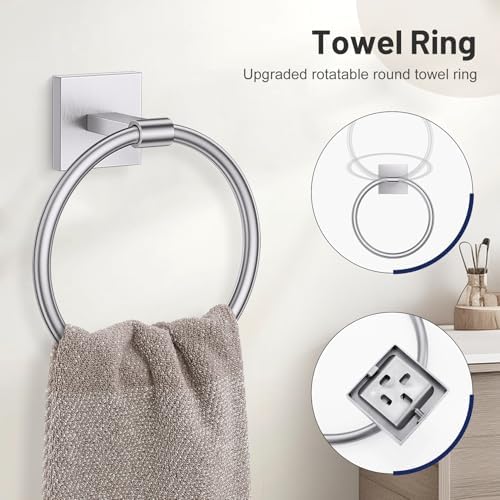 Lairuier Bathroom Hardware Set Brushed Nickel, Towel Holder Set Wall Mount - Image 4