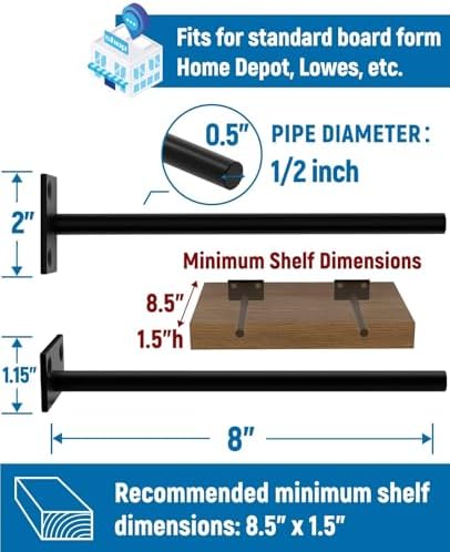 LEOPO 4-Pack 8 inch Floating Shelf Brackets, Hidden Shelf Bracket - Image 3