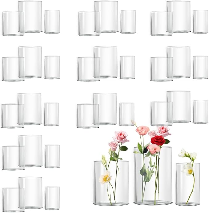 Glass Cylinder Vase for Set of 36 for Centerpieces, 5 inch Tall Clear Cylinder by Zomiol