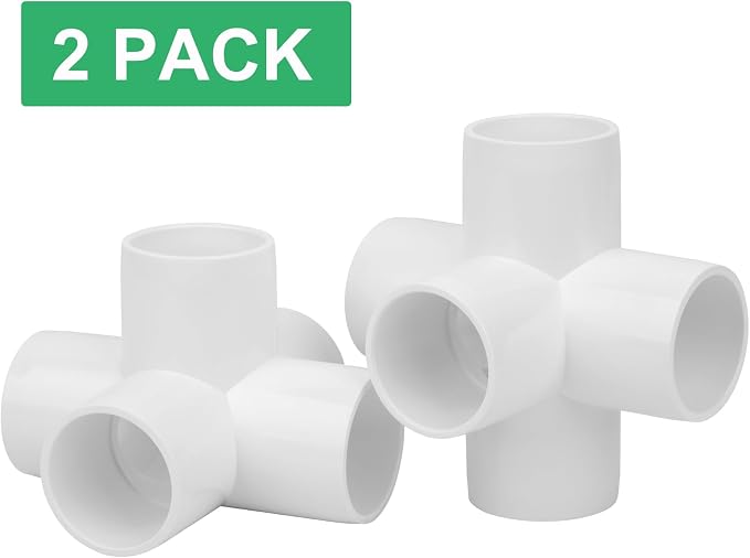 2Pack 1-1/4" Tee PVC Pipe Fitting 5 Way Elbow Connector Furniture Grade SCH40 - Image 6