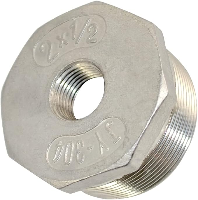 2" Male to 1/2" Female NPT Female Reducing/Reducer Bushing Pipe Fitting by Megairon