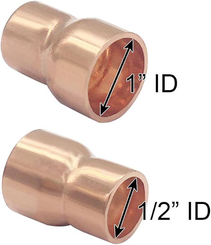 Joywayus 5PCS 1" x 1/2" ID Copper Sweat Reducer Coupling Pipe Fitting Pressure - Image 2