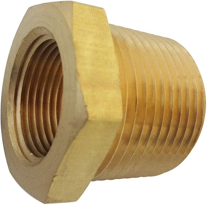 1" NPT Male x 3/4" NPT Female Reducer Bushing Adapter Brass Hex Reducing Pipe - Image 3