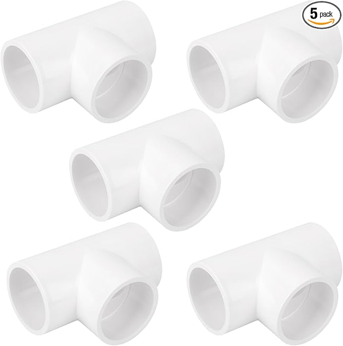 5Pack 1-1/4" PVC Tee 3 Way PVC Pipe Fittings Connector Furniture Grade SCH40 by Lswteiz