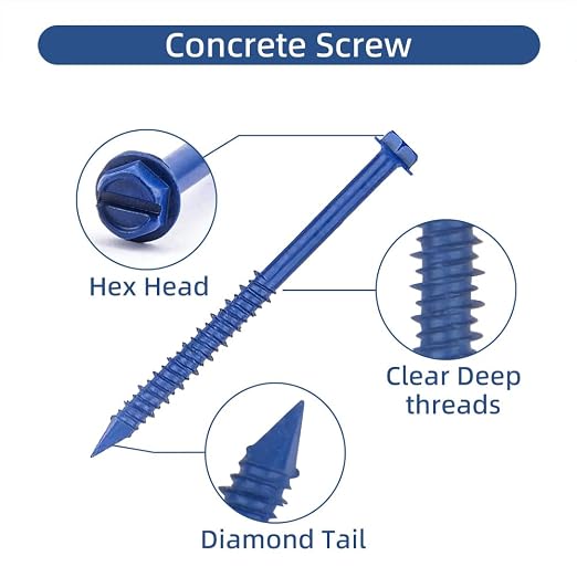 60Pcs 3/16" x 3-1/4" Concrete Screws - Image 3