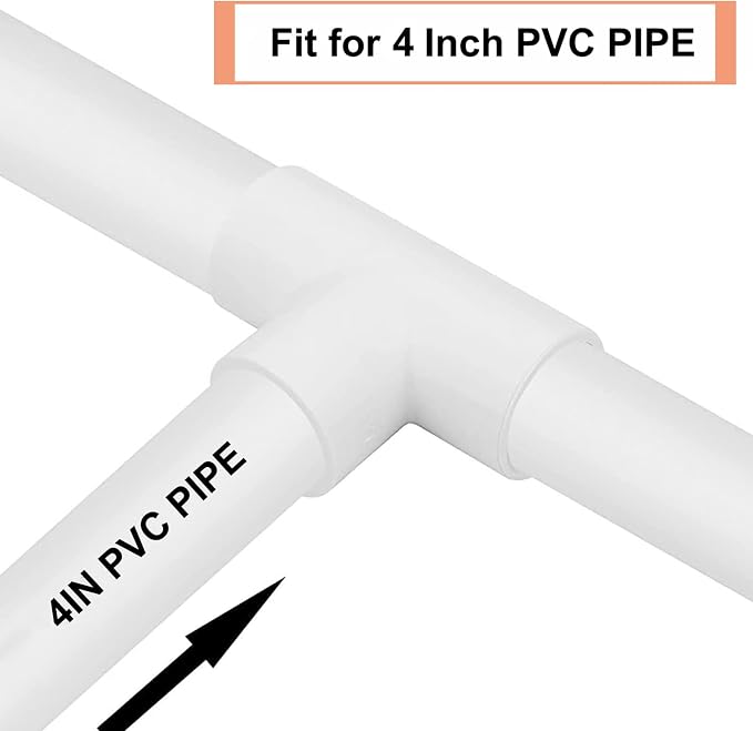 3 Way 4" PVC Tee Pipe Fittings Adapter Furniture Grade SCH40 4 Inch PVC Elbow - Image 4