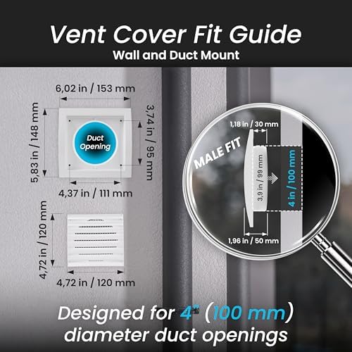 Repa Market 4 Inch Brown Dryer Vent Cover/Duct Cover - Image 2