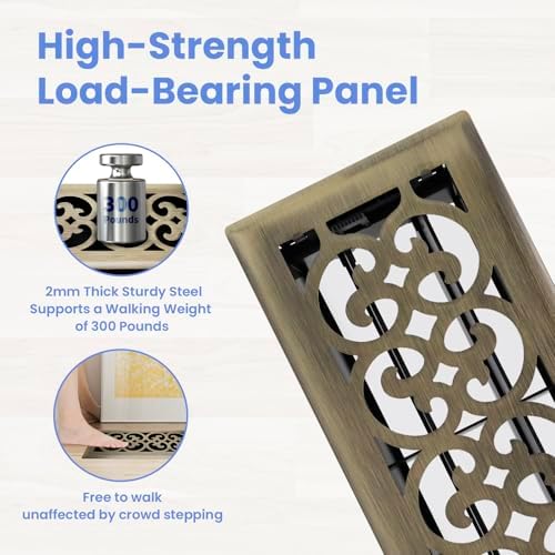Howeall 4x10 Inches Heavy Duty Walkable Floor Register Easy Adjust Air Supply - Image 2