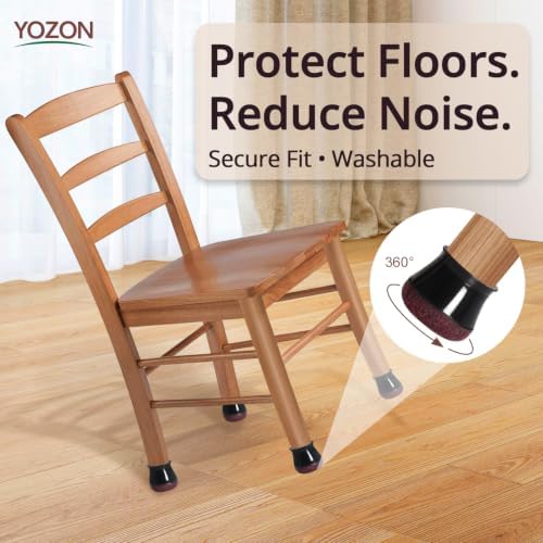 YOZON Chair Leg Floor Protectors Silicone Caps Felt Strengthen Bottom - Image 2