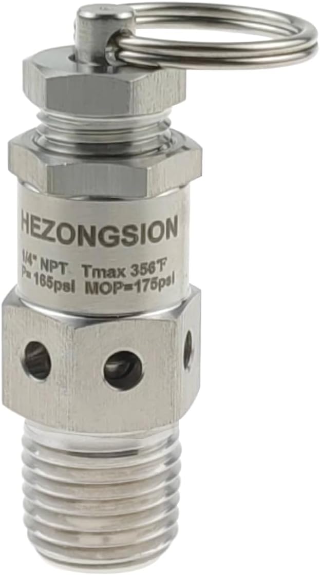 1/4" NPT Male Stainless Steel SS304 Mini Adjustable Pressure Relief Safety Valve by HEZONGSION