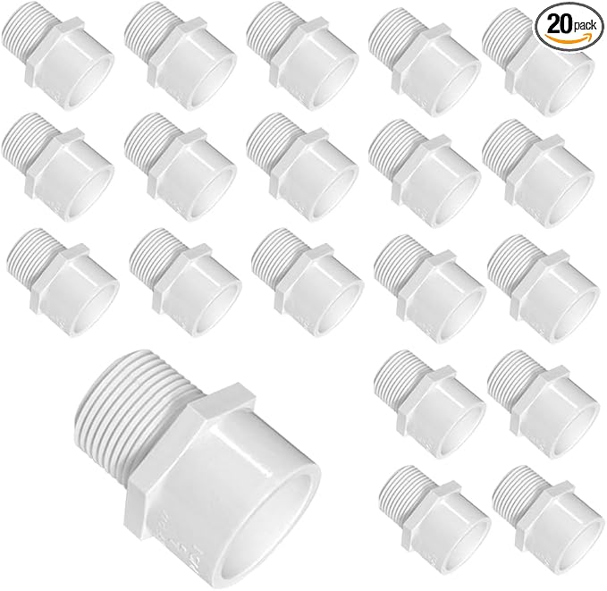 White 2-Way SCH40 PVC Male Adapter Pipe Fittings, 1/2IN pipe fittings by DSYBJR