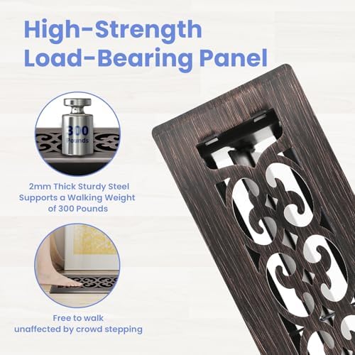 Howeall 2x10 Inches Heavy Duty Walkable Floor Register Easy Adjust Air Supply - Image 2