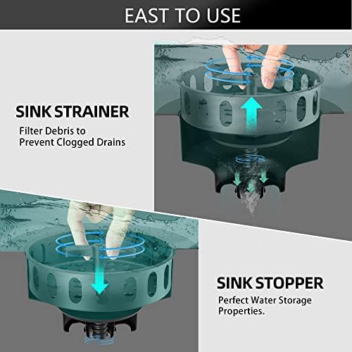 Black Sink Drain Strainer 3-1/2 Inch, Kitchen Sink Drain Assembly Kit - Image 4
