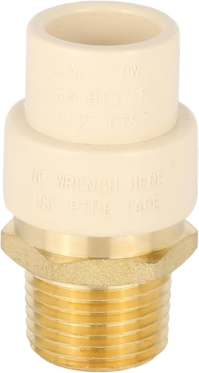 EFIELD 1/2"CPVC X 1/2"Male Thread NPT Transition Coupling, Brass Adapter Pipe - Image 3