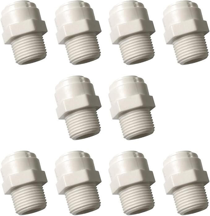 Malida Push to Connect 3/8 Male Connector 3/8 Ro Tube Fitting, 10 Pack | Food by MALIDA