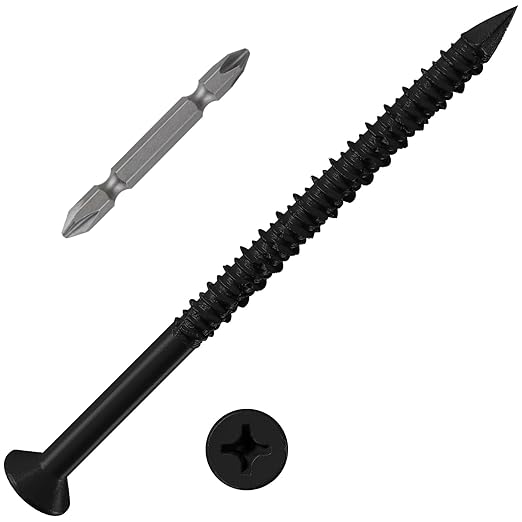 WenSilon 1/4" x4 Black Concrete Screw Anchor Black Flat Head by Wensilon
