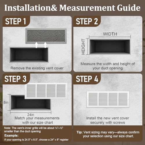 24x8 Steel Return Air Grille, HVAC Vent Cover Fits 24"W x 8"H Duct Opening - Image 5