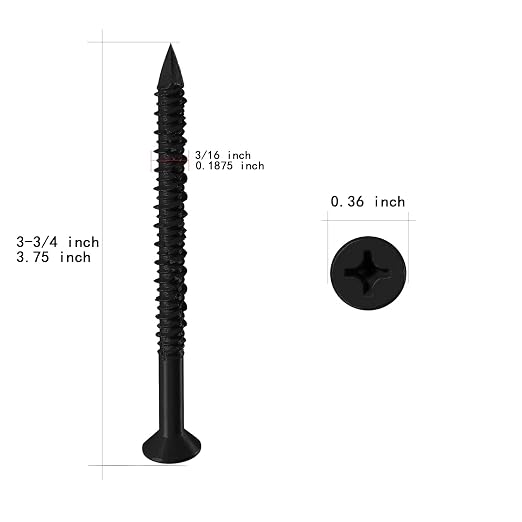 WenSilon 3/16" x3-3/4 Black Concrete Screw Anchor Black Flat Head - Image 2