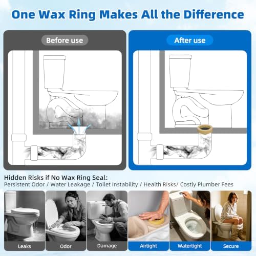 Hibbent 8 Pack Wax Rings for Toilet, Fits 3-inch and 4-inch Waste Line - Image 2