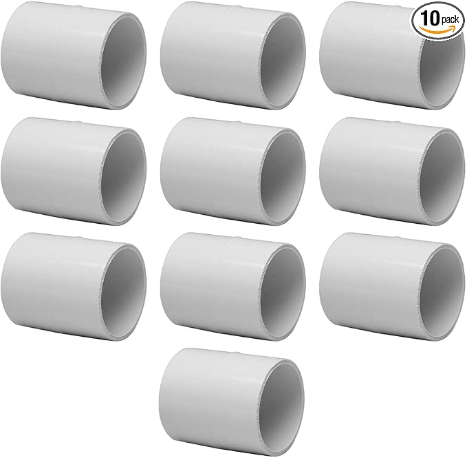 10PCS 1/2" PVC Pipe Coupling Slip SCH40 White | Connector Adapter Pipe Fitting by Fitvell