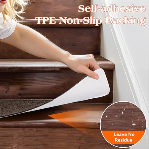 Stair Treads for Wooden Steps 10 PCS Non Slip Stair Rugs Brown - Image 4
