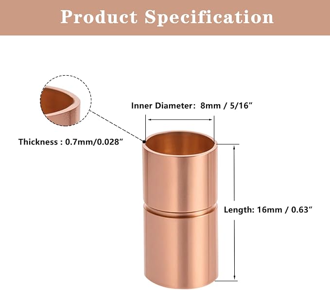 Straight Copper Coupling Fittings, 5/16 Inch Copper Pipe Welding Joint - Image 2
