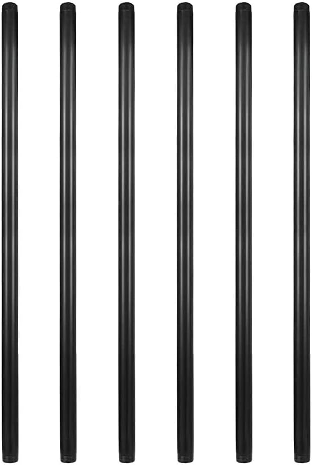 6 Pack 3/4" × 60" Pre-Cut Black Metal Pipe, Industrial Steel Fits Standard by GeilSpace