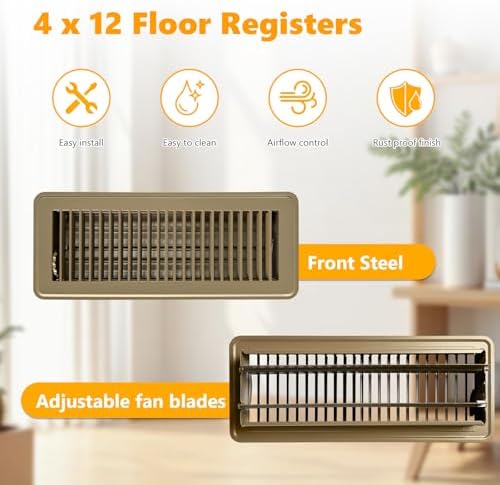 4 Pack Floor Vent Covers, Floor Register 4" x 12", Adjustable Decorative Vent - Image 3