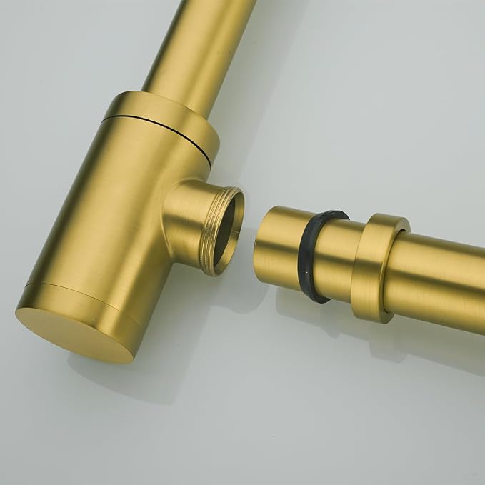 Brass Round Bottle P-Trap 1 1/4, Adjustable Basin Sink Waste Drain Trap Kit - Image 4