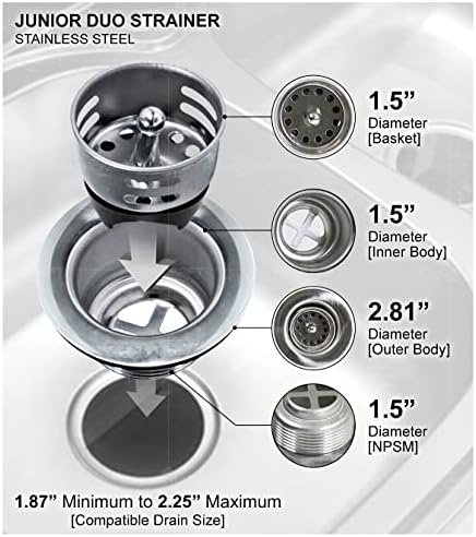 Highcraft 9773 Bar/Prep Sink 2 1/2 Junior Duo Stainless Steel Drain Assembly - Image 5
