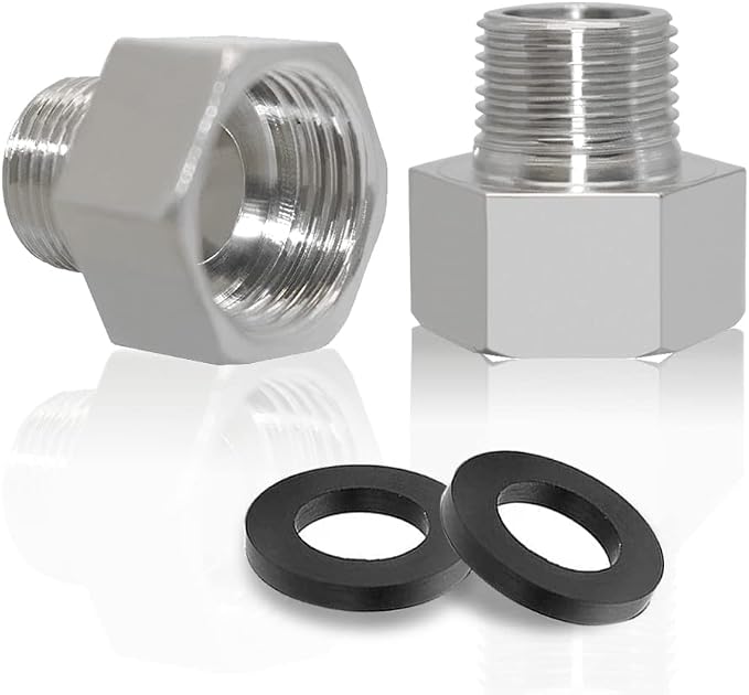 Joywayus 1/2"G Female to 3/8"G Male Thread Pipe Fitting Nickel Plated Copper by Joywayus
